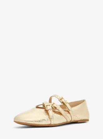 Balerini Indy Flex din piele metalizată crăpată