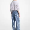 Blugi cu croială largă din denim decolorat, stropit manual Blugi cu croială largă din denim decolorat, stropit manual