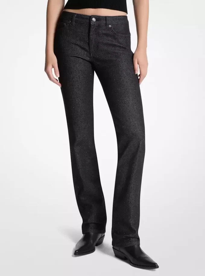 Blugi țigară din denim elastic cu ținte Blugi țigară din denim elastic cu ținte