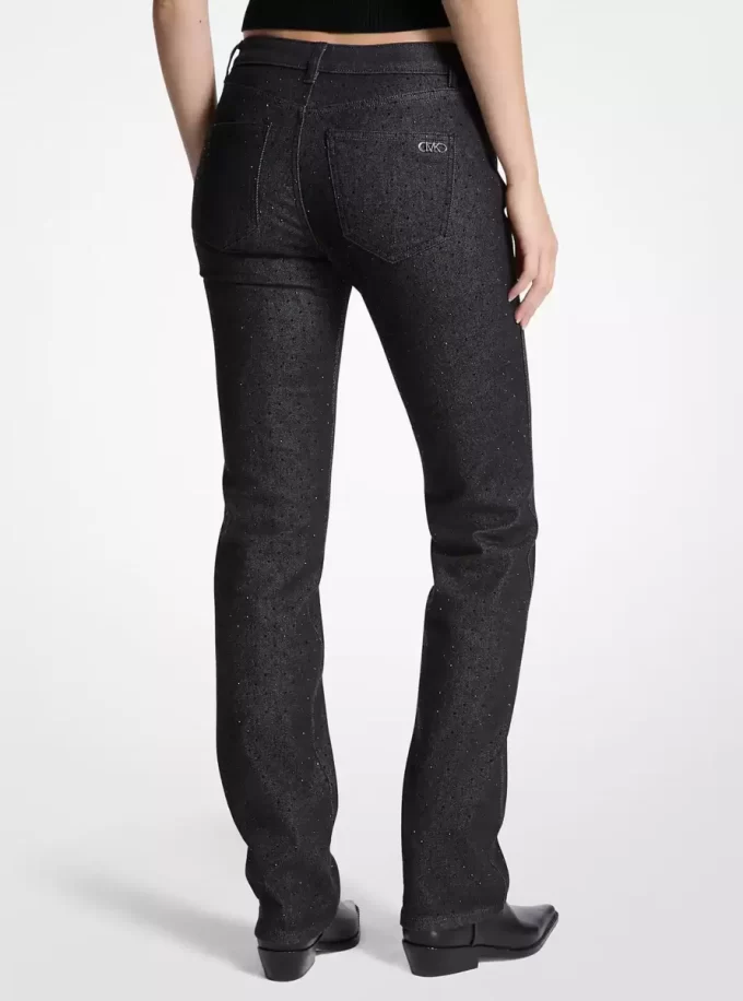 Blugi țigară din denim elastic cu ținte Blugi țigară din denim elastic cu ținte