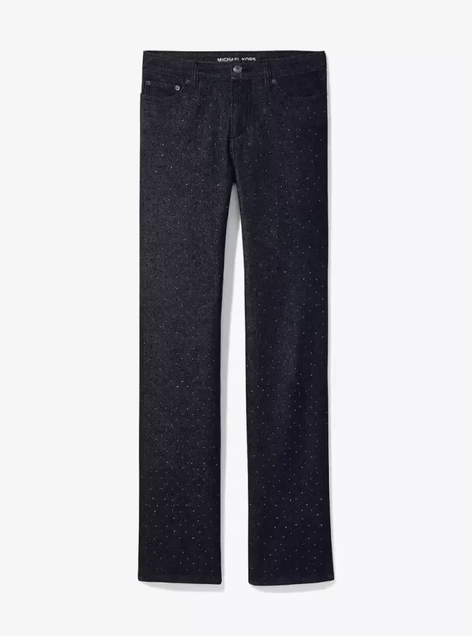 Blugi țigară din denim elastic cu ținte Blugi țigară din denim elastic cu ținte
