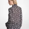 Bluză din Georgette cu imprimeu floral și guler nouat Bluză din Georgette cu imprimeu floral și guler nouat