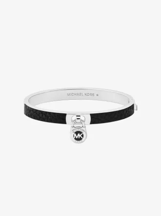Brățară din piele cu pandantiv Lock Charm