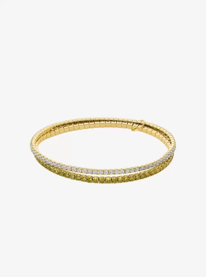 Brățară tenis elastică dublă din alamă placată cu metal prețios Brățară tenis elastică dublă din alamă placată cu metal prețios