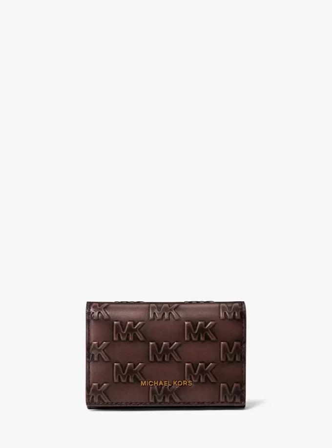 Carcasă de carduri din piele lustruită cu logo Colby în relief Carcasă de carduri din piele lustruită cu logo Colby în relief