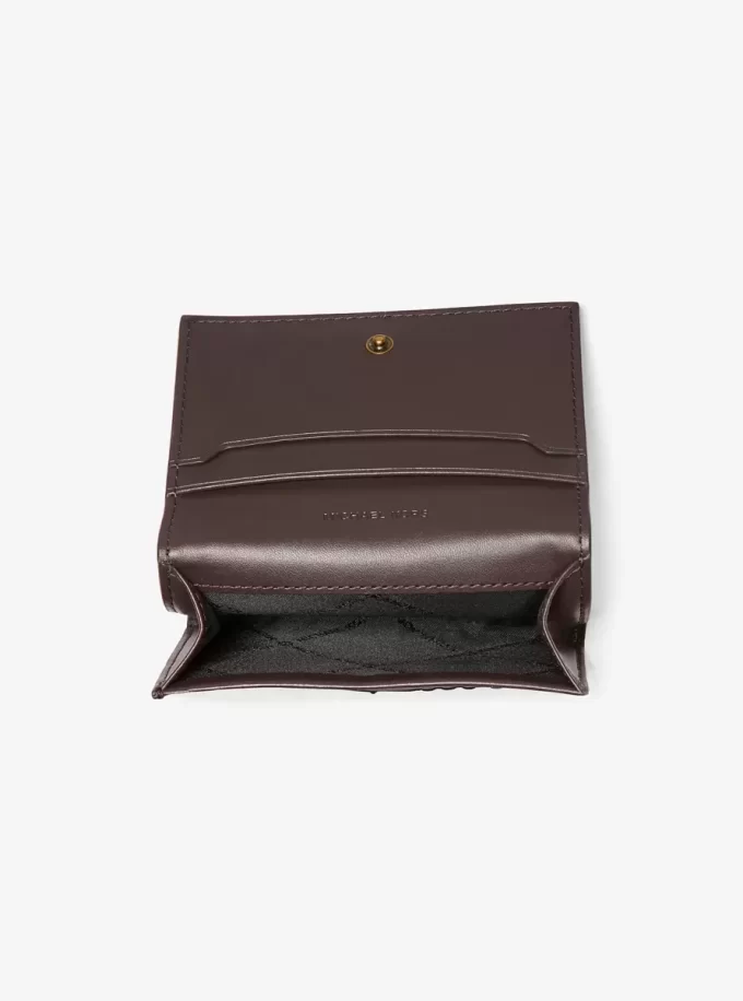Carcasă de carduri din piele lustruită cu logo Colby în relief Carcasă de carduri din piele lustruită cu logo Colby în relief