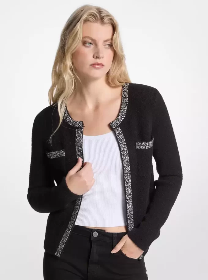 Cardigan din amestec de nailon cu ornament