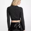 Cardigan scurt cu fermoar și logo metalic din jacquard Cardigan scurt cu fermoar și logo metalic din jacquard