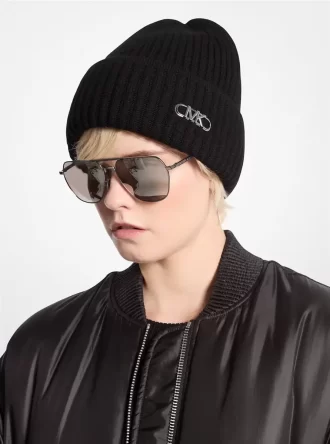 Căciulă Beanie din lână elastică cu nervuri Căciulă Beanie din lână elastică cu nervuri