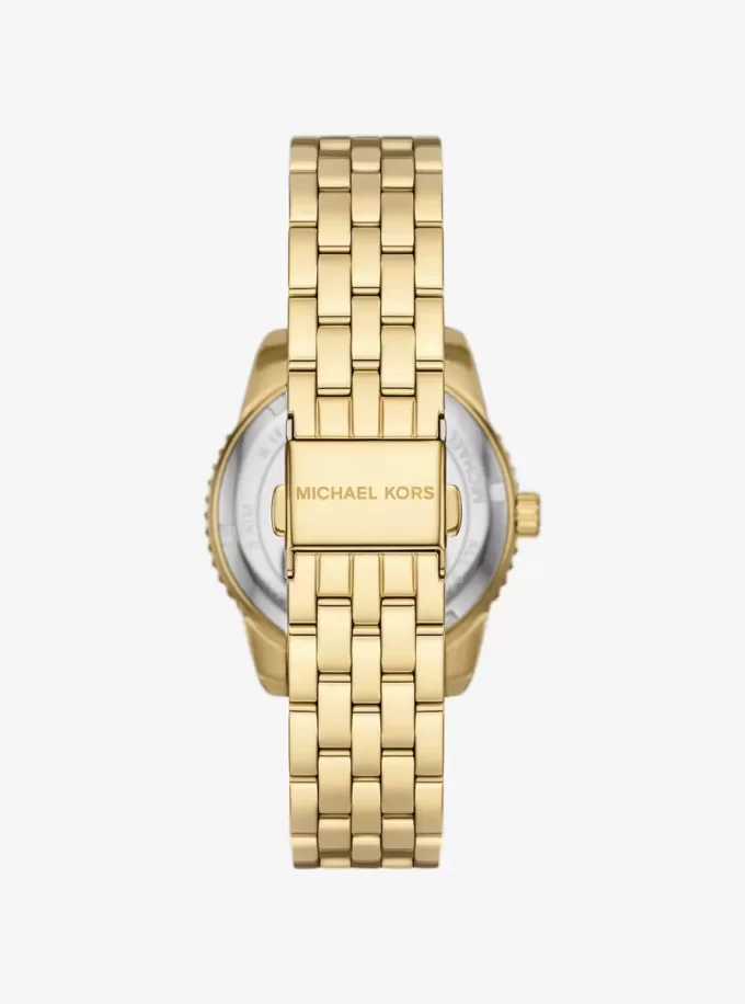 Ceas Mini Bryant cu logo pavé auriu