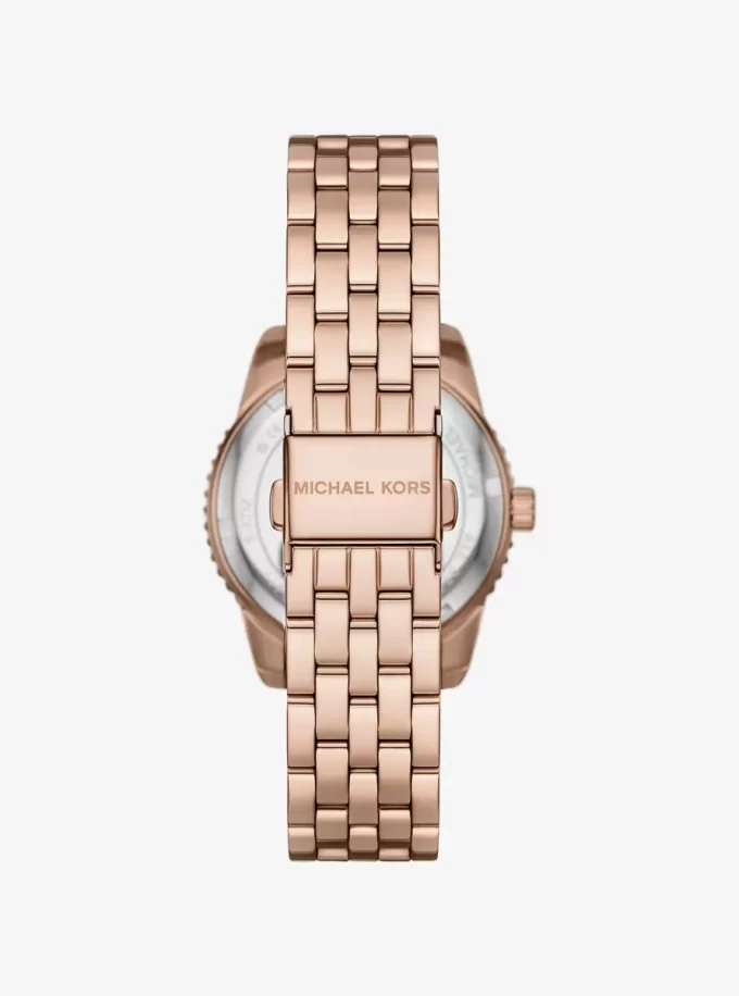 Ceas Mini Bryant cu logo pavé, nuanță aurie roz