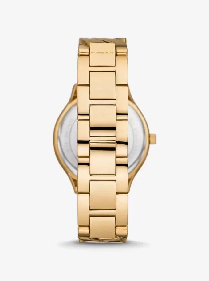 Ceas subțire Runway auriu cu zale Curb Link Ceas subțire Runway auriu cu zale Curb Link