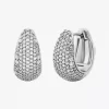 Cercei Huggie cu model de lacrimă, placați cu metal prețios, din alamă placată cu metal prețios și pavé