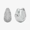 Cercei Huggie cu model de lacrimă, placați cu metal prețios, din alamă placată cu metal prețios și pavé