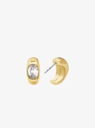 Cercei rotunzi placați cu metal prețios și zirconiu cubic