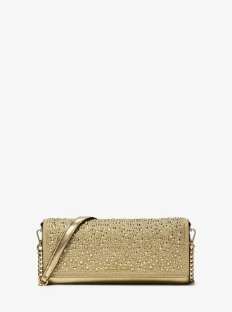 Clutch Jet Set Mediu din piele metalică