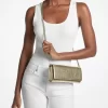 Clutch Jet Set Mediu din piele metalică cu ornament Clutch Jet Set Mediu din piele metalică cu ornament
