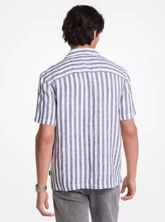Cămașă cu dungi din amestec de in și bumbac