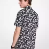 Cămașă de camping din bumbac elastic cu imprimeu floral Cămașă de camping din bumbac elastic cu imprimeu floral