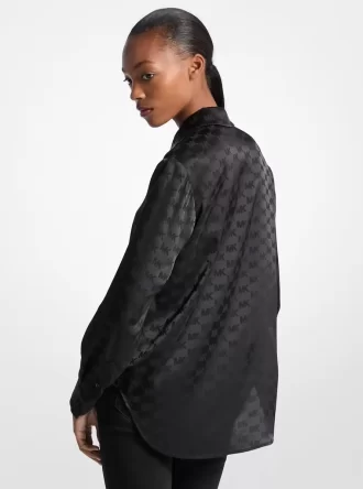 Cămașă din satin jacquard cu logo