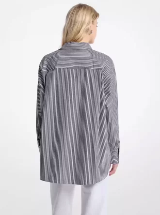 Cămașă supradimensionată din poplin de bumbac cu dungi