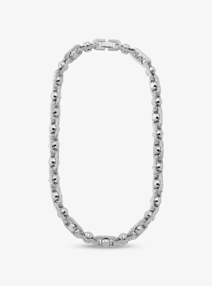 Colier Astor Link extra-large din alamă placată cu metal prețios pavé Colier Astor Link extra-large din alamă placată cu metal prețios pavé