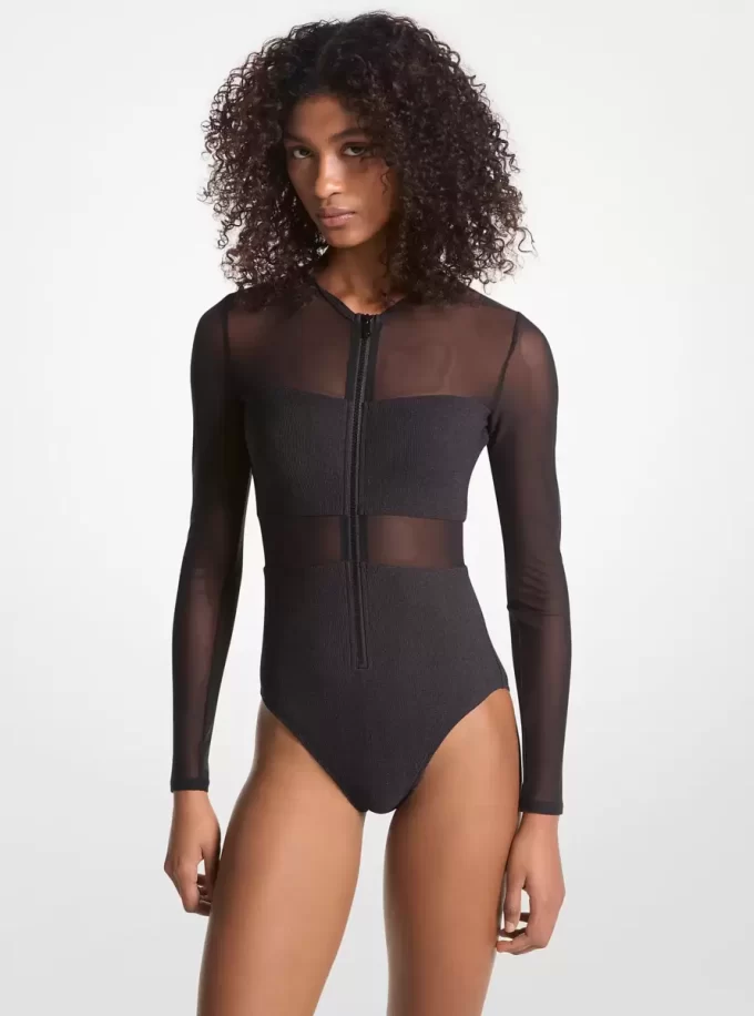 Costum de baie cu fermoar din nailon elastic Costum de baie cu fermoar din nailon elastic