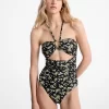 Costum de baie din nailon elastic cu imprimeu floral Costum de baie din nailon elastic cu imprimeu floral
