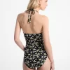 Costum de baie din nailon elastic cu imprimeu floral Costum de baie din nailon elastic cu imprimeu floral