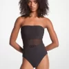 Costum de baie fără bretele, cu curea din nailon elastic Costum de baie fără bretele, cu curea din nailon elastic
