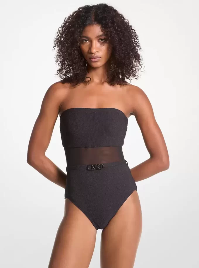 Costum de baie fără bretele, cu curea din nailon elastic Costum de baie fără bretele, cu curea din nailon elastic