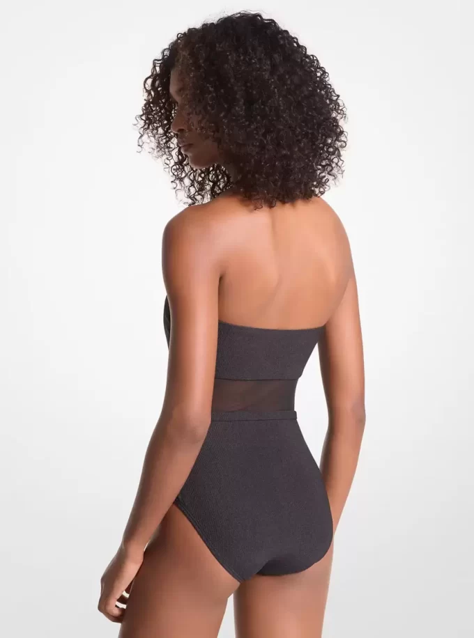 Costum de baie fără bretele, cu curea din nailon elastic Costum de baie fără bretele, cu curea din nailon elastic