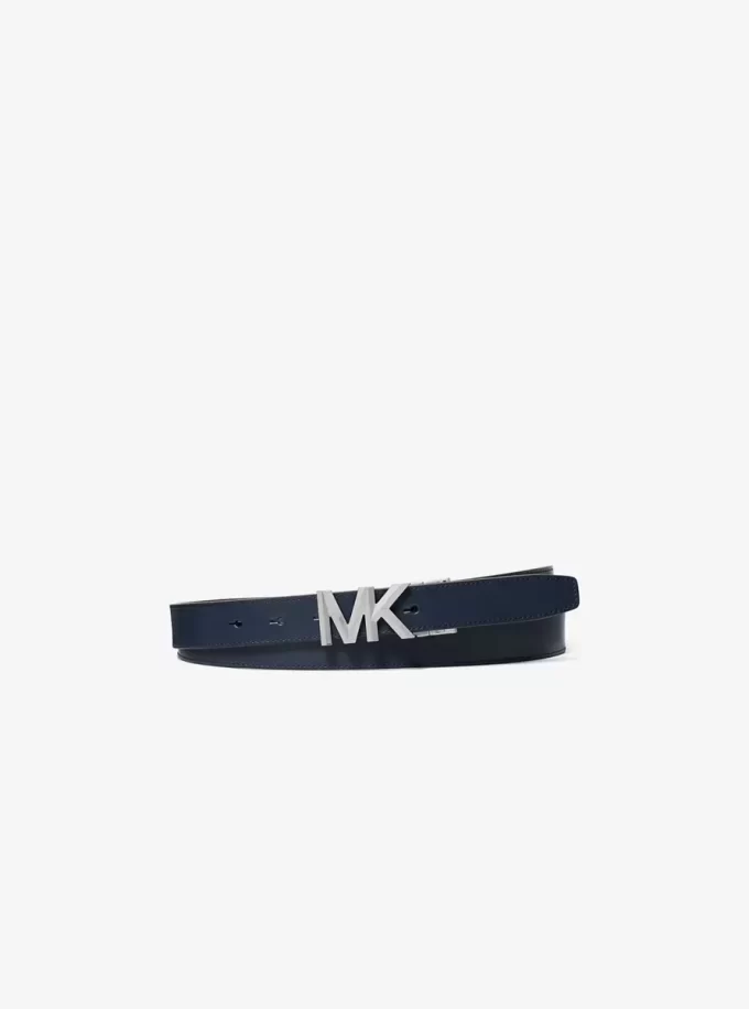 Curea din piele cu logo reversibil și semnătură Curea din piele cu logo reversibil și semnătură