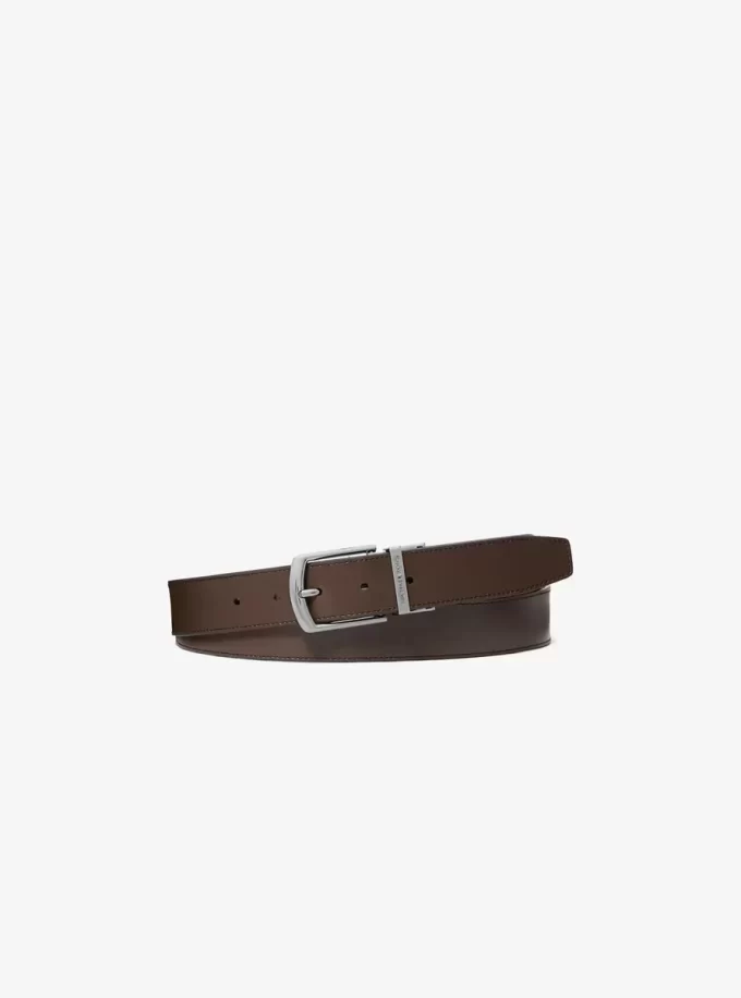 Curea din piele cu logo reversibil și semnătură Curea din piele cu logo reversibil și semnătură