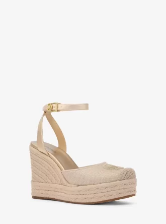 Espadrile cu platformă Larissa din pânză metalică