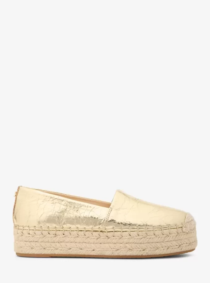 Espadrile cu platformă Lynne din piele metalizată crăpată