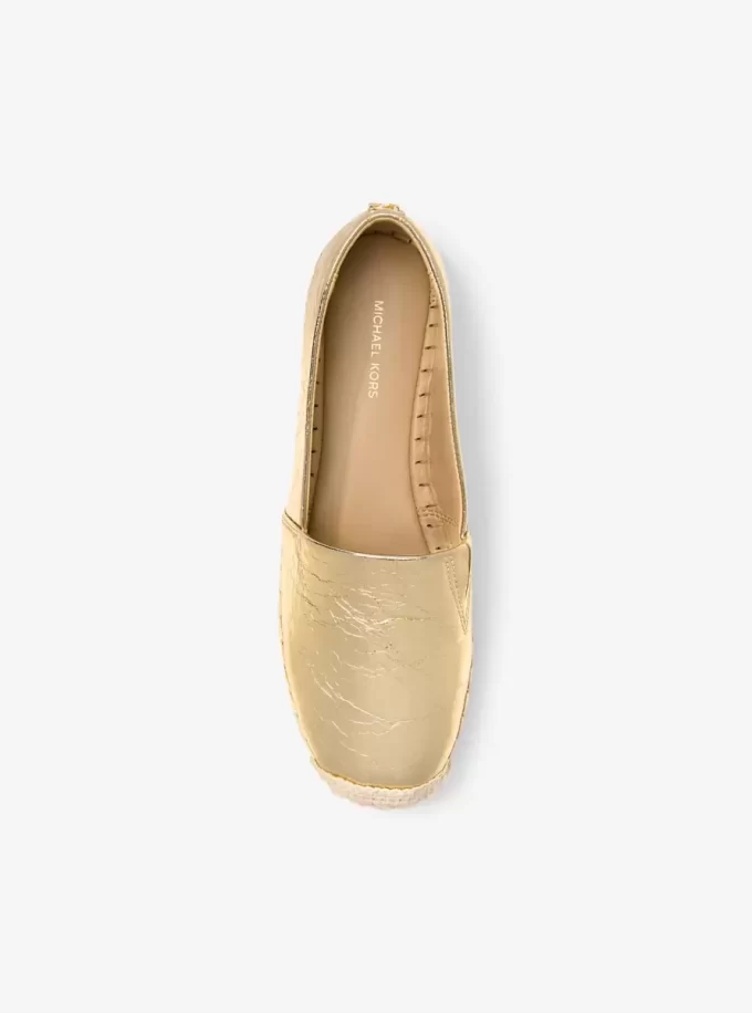 Espadrile cu platformă Lynne din piele metalizată crăpată
