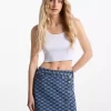 Fustă din denim cu logo jacquard Fustă din denim cu logo jacquard