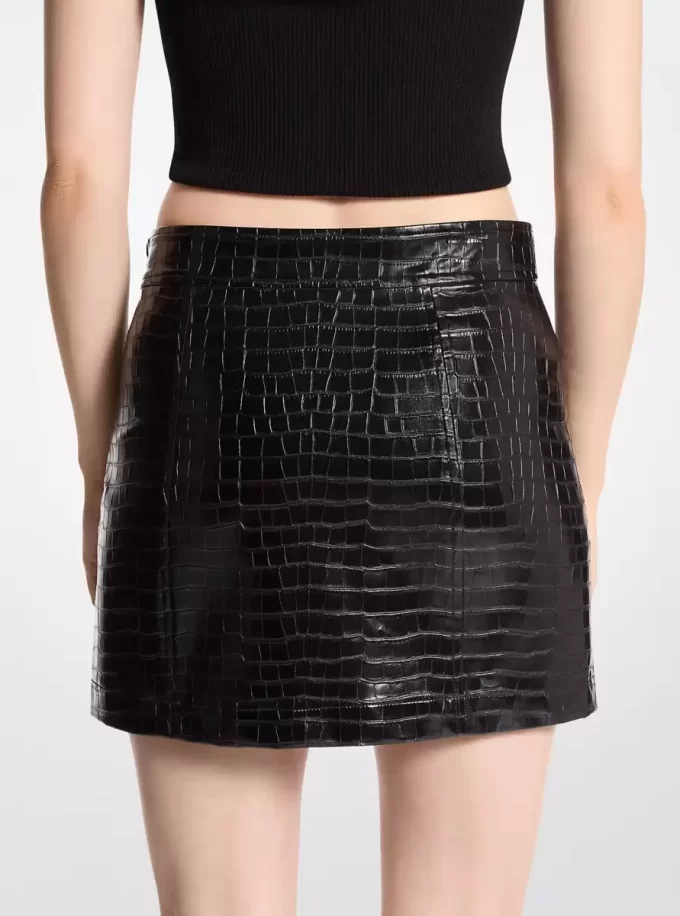 Fustă mini cu imprimeu de crocodil în relief Fustă mini cu imprimeu de crocodil în relief