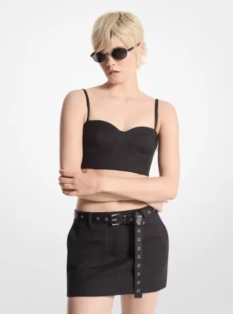 Fustă mini elastică din amestec de lână