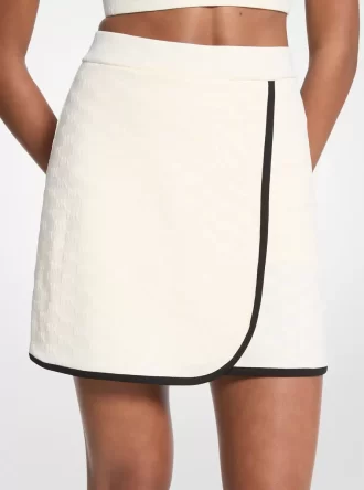 Fustă scurtă din tricot jacquard cu logo
