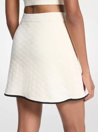 Fustă scurtă din tricot jacquard cu logo