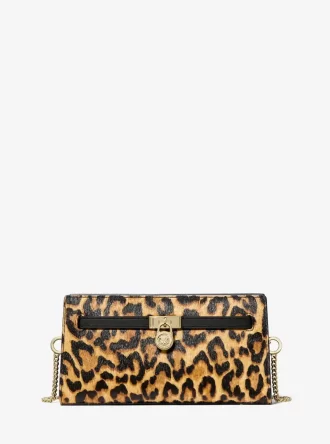 Geantă crossbody convertibilă Hamilton Moderne extra-small cu imprimeu leopard și păr de vițel