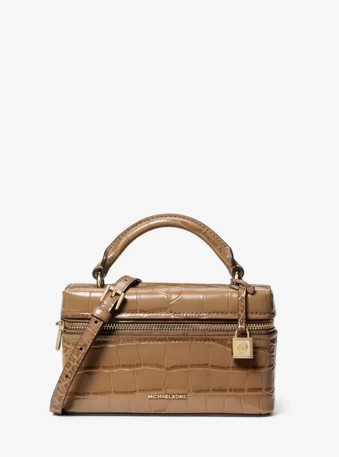 Geantă crossbody convertibilă Jana extra-small din piele cu model crocodil în relief