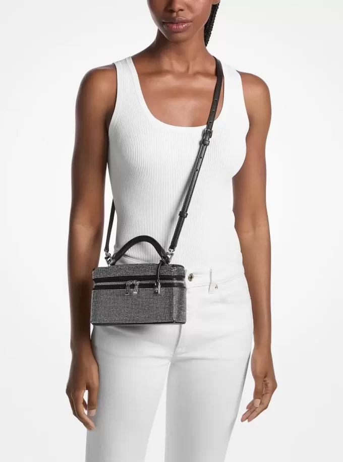 Geantă crossbody convertibilă Jana extra-small din piele întoarsă cu ornament