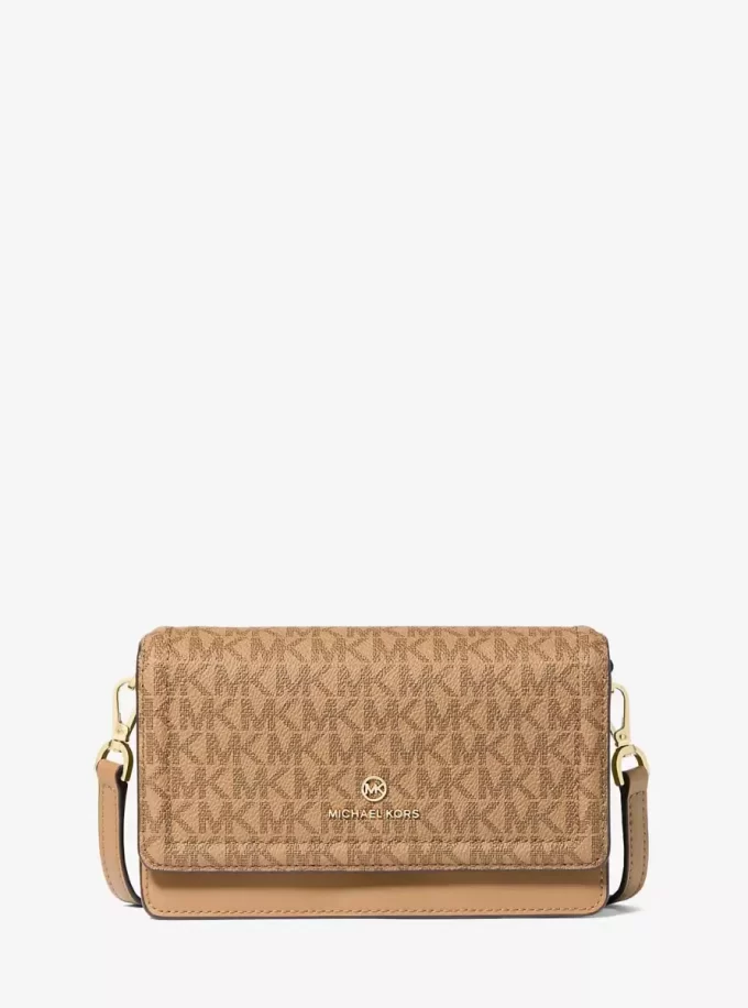 Geantă crossbody convertibilă Jet Set din piele și logo semnătură