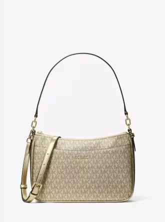 Geantă crossbody convertibilă Jet Set Medium cu logo metalic