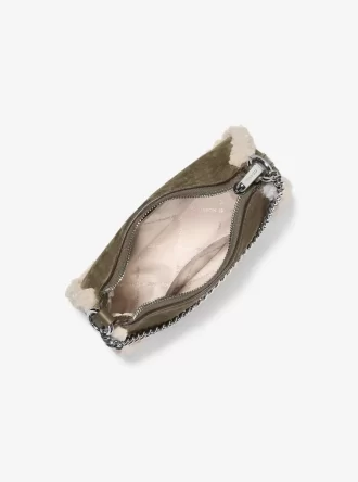 Geantă crossbody convertibilă Jet Set Mic din piele întoarsă și piele sintetică de shearling