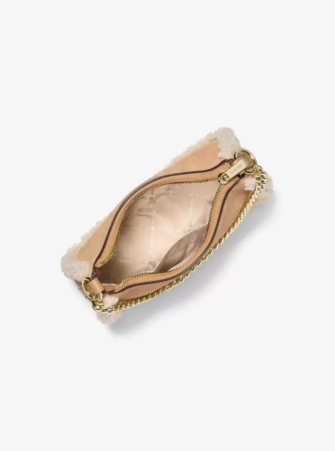 Geantă crossbody convertibilă Jet Set Mic din piele întoarsă și piele sintetică de shearling Geantă crossbody convertibilă Jet Set Mic din piele întoarsă și piele sintetică de shearling