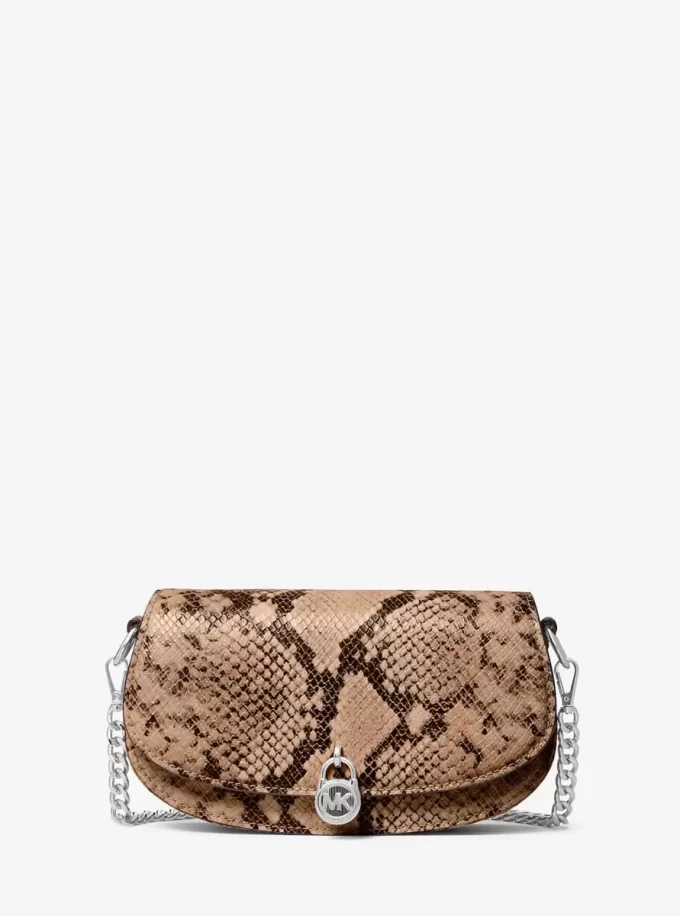 Geantă crossbody convertibilă Mila cu model șarpe în relief Geantă crossbody convertibilă Mila cu model șarpe în relief